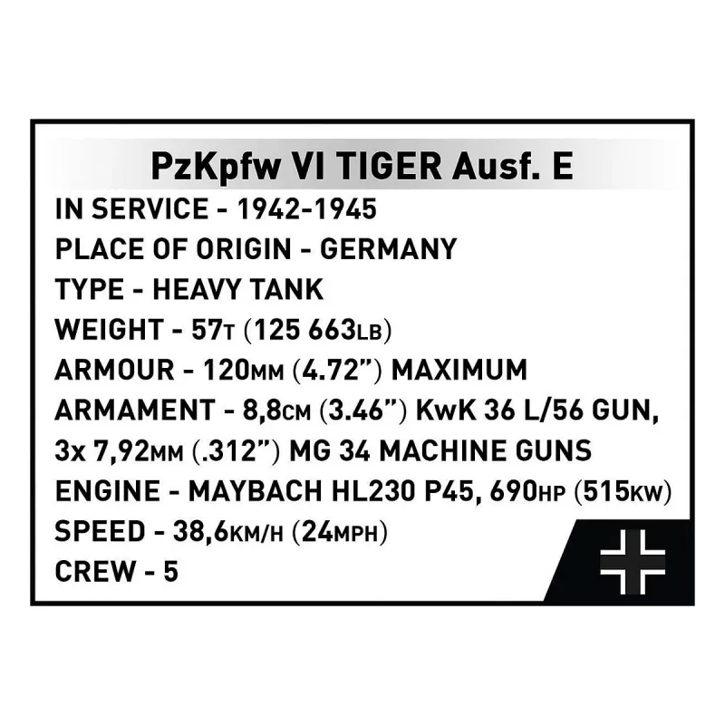 Cobi PzKpfw VI Tiger Ausf. E - Executive Edition būvkomplekts, 8000 detaļas, plastmasa, 12+ gadi