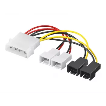 Goobay strāvas kabelis/adapteris PC ventilatoriem; 5.25 collu vīrišķais uz ventilatoru 2x 12 V/2x 5 V