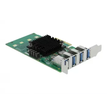 DeLOCK PCI Express x4 karte ar 4 ārējiem USB 3.0 portiem (Quad Channel) - Low Profile formas faktors