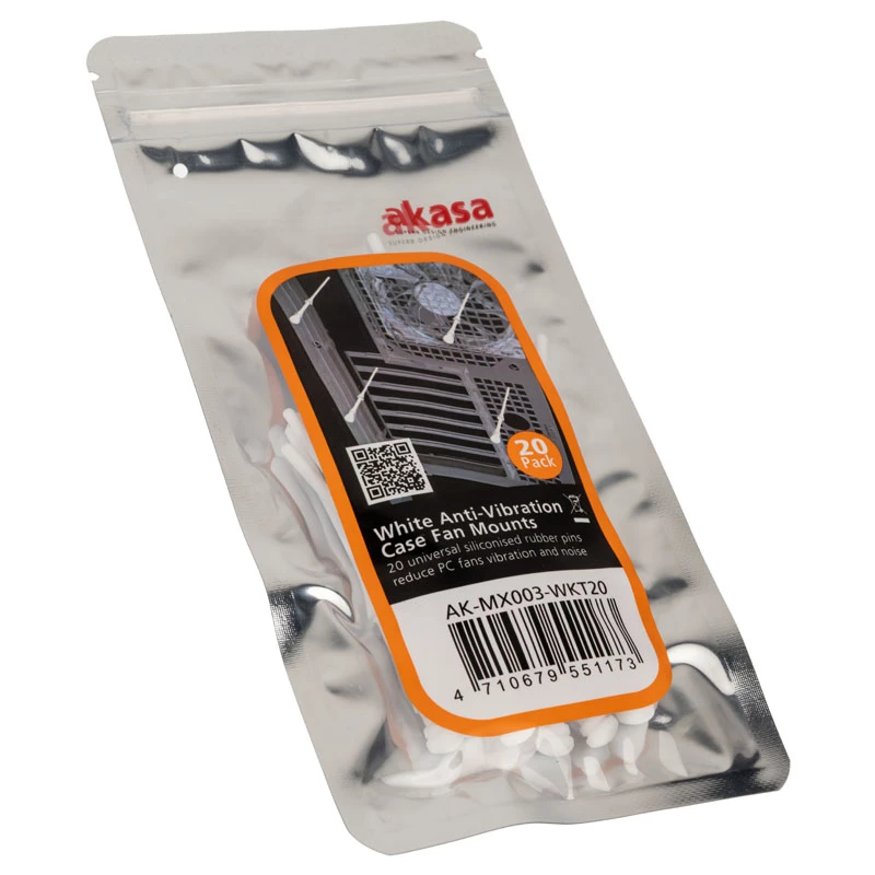 Akasa AK-MX003-WKT20 Pretvibrācijas ventilatora stiprinājumi, balti, 20 gab.