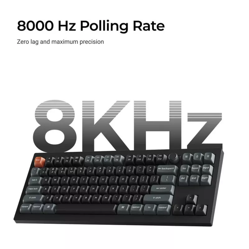 Mehāniskā tastatūra Keychron V3 Ultra 8K — vads & Bluetooth, QWERTY izkārtojums, RGB LED, melna
