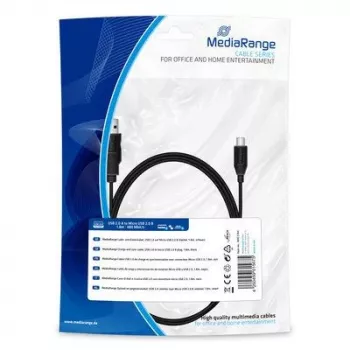 Uzlādes un sinhronizācijas kabelis MediaRange MRCS184 USB 2.0 uz micro USB 2.0 B 1,8m melns
