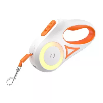 Automātiskā pavada Rojeco RSSQYSFG3M-06 — 3 m, oranža, ar RGB apgaismojumu un LED lukturīti