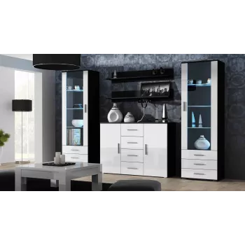 Cama viesistabas kumode UNI melns/balts glancēts