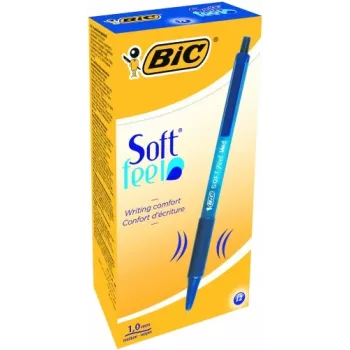BIC lodīšu pildspalvas SOFTFEEL CLIC 0.32 mm, zila, Kaste 12 gab. 914346
