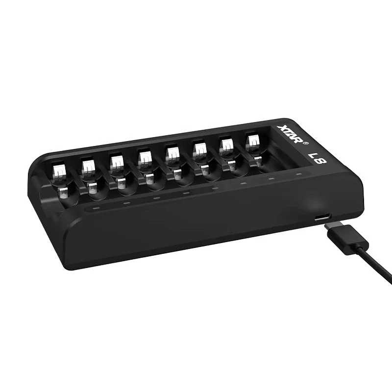 Viedais akumulatoru lādētājs AA/AAA 1,5 V un 1,2 V, 8 sloti