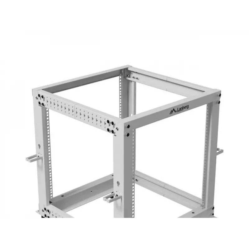 LANBERG 19 collu atvērtais statīvs 12U, regulējams dziļums 600–1100 mm, pelēks