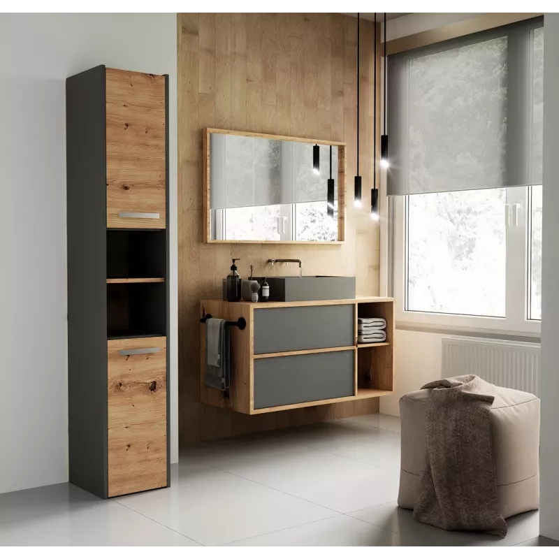 Topeshop S30 ANTRACYT/ARTISAN vannas istabas skapis