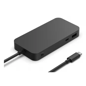 Microsoft Surface USB4 Dock pieslēgvietu stacija, vadu, melna, 100W jaudas padeve