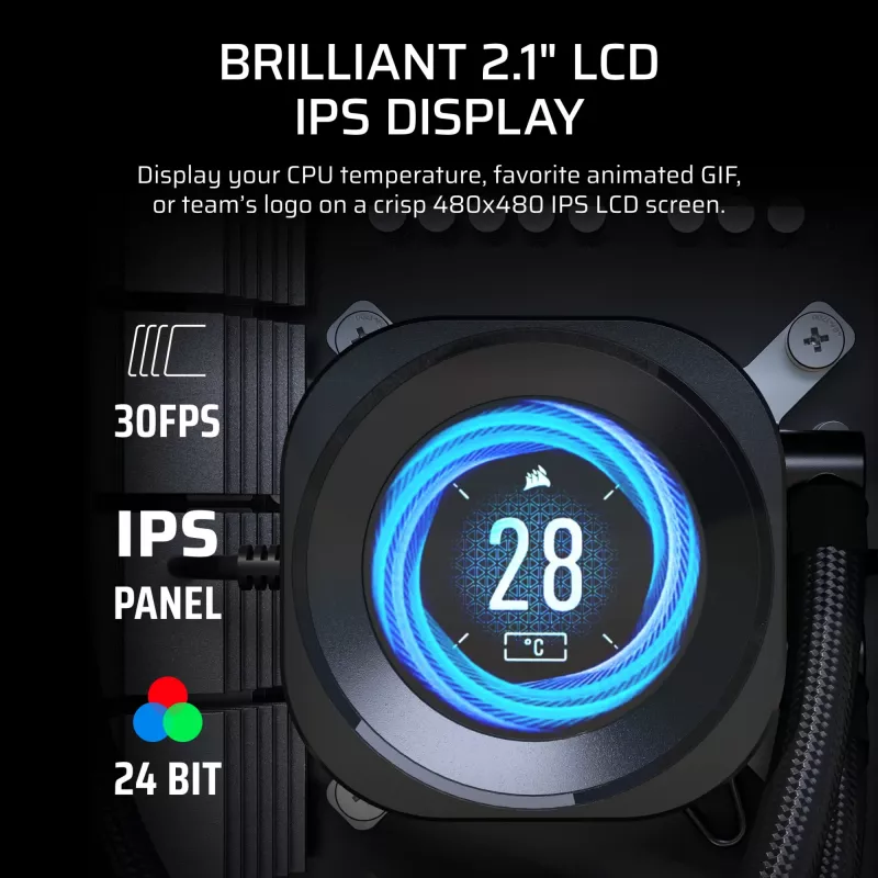 Šķidruma dzesēšanas sistēma Corsair Nautilus 240 RS LCD 12 cm Melna