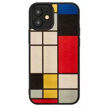 Man and Wood telefona maciņš iPhone 12 mini — koka aizmugure, melns rāmis