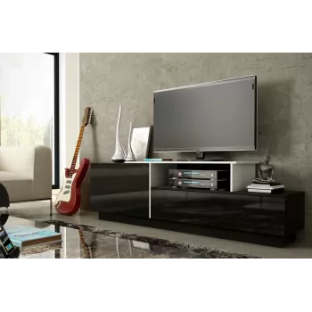 Cama TV skapis SIGMA 3 180 melns/melns glancēts + biały