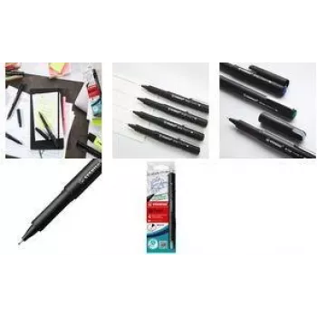 STABILO dr!ver Fineliner 4 gab. Melns Zils Zaļš Sarkans Smalks Gals