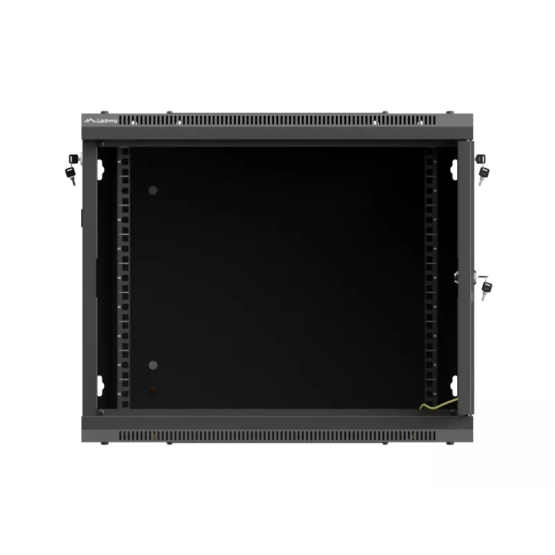 Sienas stiprinājuma 19 inch skapis 9U 600x600 mm melns ar perforētām durvīm