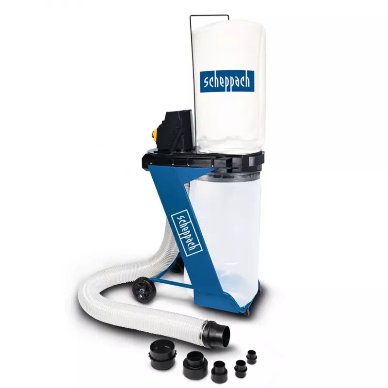 Sausais putekļsūcējs Scheppach DC500 — 75 L, 550 W, 1150 m³/h, 2 m šļūtene, 10 cm diametrs