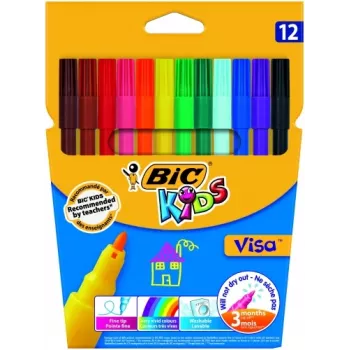 Smalka flomāstera pildspalva BIC Visa Multicolour 12 gab.