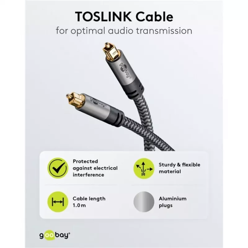 Plus Toslink kabelis (melns/sudrabs, 5 metri)