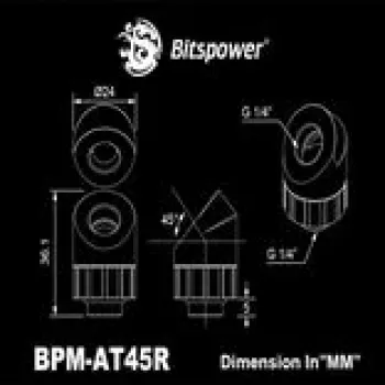 BitsPower Artemis 45° rotējošais savienotājs — matēti melns