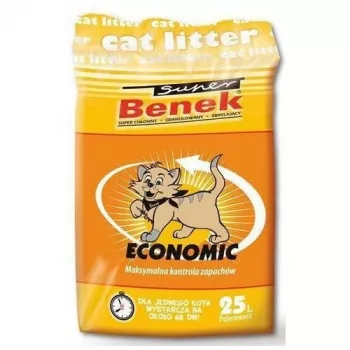 Kaķu pakaiši Super Benek Economic 25 L — bentonīta granulas, smaku kontrole, bioloģiski noārdāmi
