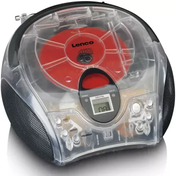 Pārnēsājams radio CD atskaņotājs Lenco SCD-24TR — FM, 4W izeja, LCD, teleskopiskā antena, AC/DC, 6×C baterijas