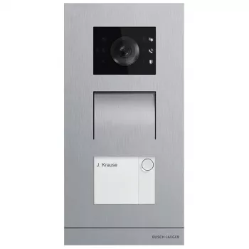 Video domofonu sistēma Busch-Jaeger A21381P1-S-03, sudraba, nerūsējošā tērauda āra korpuss, pogas, 135×29×277 mm