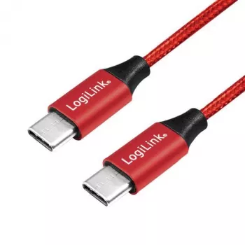LOGILINK CU0156 USB 2.0 kabelis, USB-C vīriešu savienotājs abos galos, Sarkans, 1 m