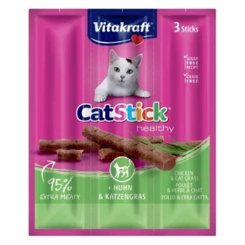 Vitakraft CatStick Mini kaķu našķi ar vistu un zāli, 3 gab.