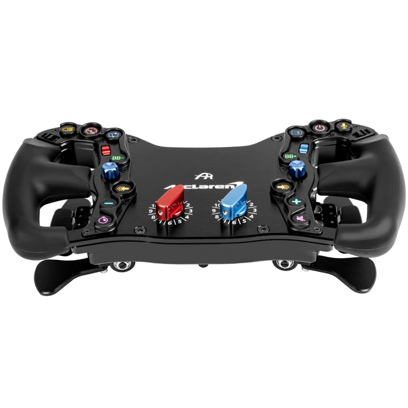 Sacīkšu stūre Ascher Racing McLaren Artura Pro‑SC — tauriņveida ātrās atvienošanas mehānisms