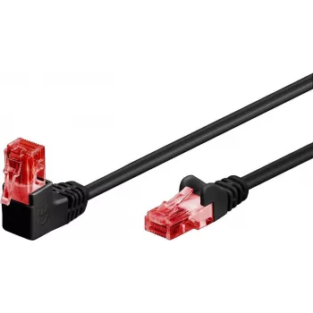 Goobay CAT 6 Patch Kabelis 1x 90° leņķis, U/UTP, Melns, 10 m - fiksators augšpusē, CCA vara maisījums (51519)