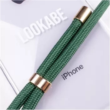 Kakla maciņš iPhone Xs Max Lookabe — zelts ar zaļu siksnu