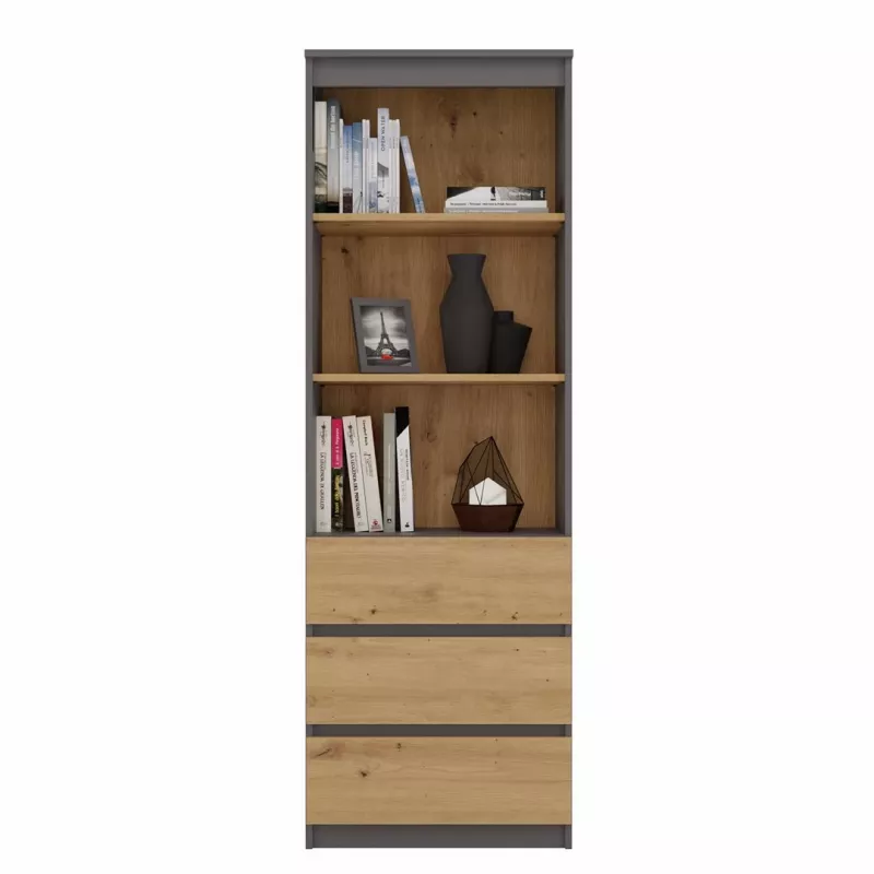 Biroja grāmatplaukts top e shop RS-60 ANT/ART KPL — 3 plaukti, skaidu plātne, 600×350×1800 mm