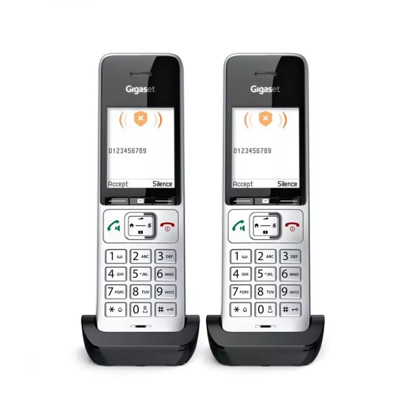 Gigaset COMFORT 500HX duo Analog/DECT telefons ar zvana identifikāciju Melns, Sudrabs