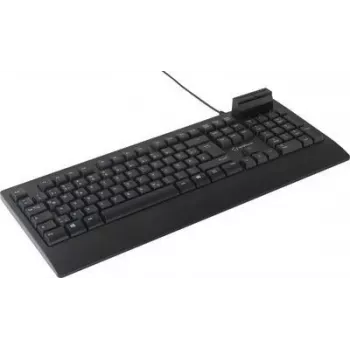 Renkforce RF-CKB-200 USB tastatūra vācu, QWERTZ, melna, ar viedkaršu lasītāju (RF-CKB-200)