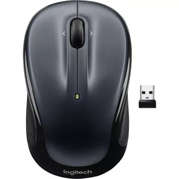 LOGITECH M325s pele, optiska, 5 pogas, bezvadu 2.4 GHz, USB uztvērējs, tumši pelēka