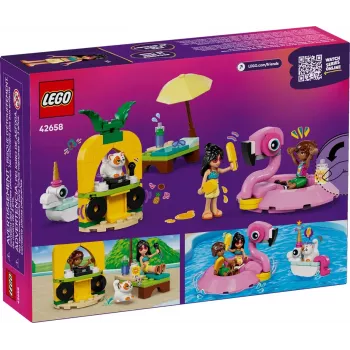 Būvēšanas rotaļlieta LEGO Friends komplekts 42658 Baseina ballīte ar Vienradzi un Flamingu, tēli un aksesuāri