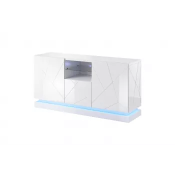 QIU 2D1K kumode 150x41.5x75 cm glancēts balts/glancēts balts