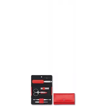 ZWILLING Twinox 97092-002-0 manikīra ceļojumu komplekts, sarkans ādas maciņš, 5 gabali