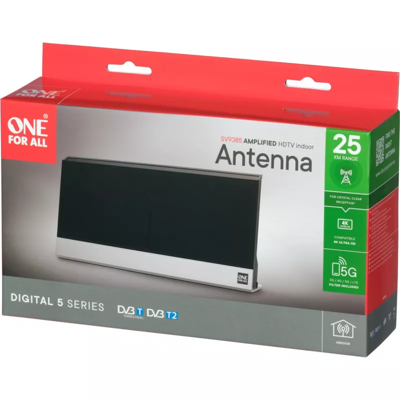 Iekštelpu antena One For All SV 9385 DVB-T DVB-T2 Melna