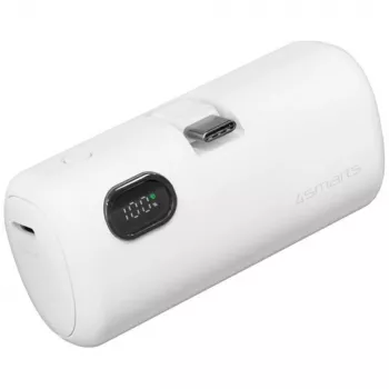 Power bank 4smarts 541657 5000 mAh Li-Ion balts USB-C 2 porti PD 2.0 PPS Quick Charge 3.0 3.63 V