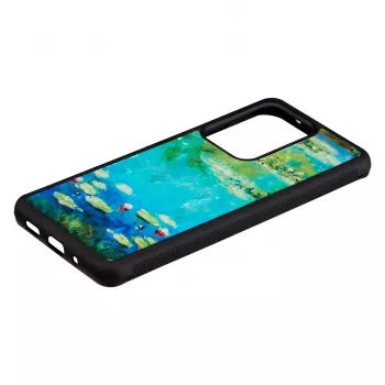 Aizsargmaciņš iKins Samsung Galaxy S20 Ultra — melns ūdensrožu raksts
