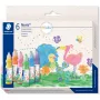 Tempera krāsu komplekts Staedtler 8853M C6 — 6 pudelītes (zaļa, oranža, rozā, violeta, dzeltena)