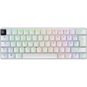 Logitech G PRO X 60 spēļu tastatūra, 60%, USB/RF bezvadu/Bluetooth, QWERTZ vācu, balta