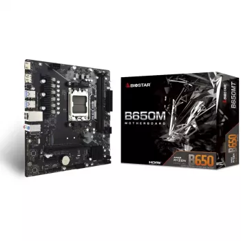 Mātesplate BIOSTAR B650MT Micro ATX, AMD B650, Socket AM5, DDR5, 2x DIMM, 96GB, 1x M.2, 4x SATA III, Gigabit LAN
