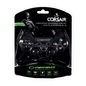 Esperanza EG106 spēļu kontrolieris džoistiks PC, PlayStation 2, PlayStation 3, analogais/digitālais, USB 2.0, melns