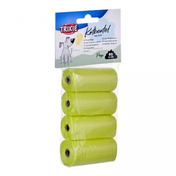 Suņu kakas maisiņi Trixie Lemon Scented M — 4 ruļļi (80 maisiņi), dzelteni