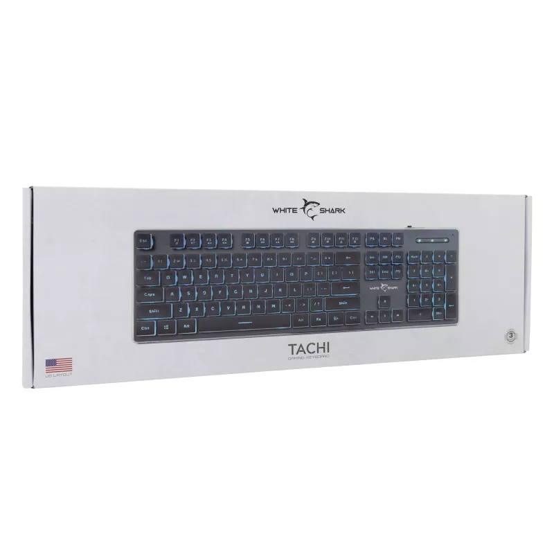 Mehāniskā spēļu tastatūra White Shark Tachi Black US izkārtojums RGB fona apgaismojums