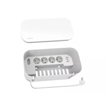 LogiLink LPS281U pagarinātājs 4 drošības kontaktligzdas 2 USB-A 1 USB-C balts