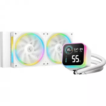 Šķidruma dzesētājs DeepCool LQ240 White, 240mm alumīnija radiators, 2x120mm RGB ventilatori, 41cm caurules