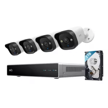 NVR drošības ierakstītājs Eufy E40 — 8 kanāli, 4K ievade, 2 TB HDD (paplašināms līdz 16 TB), Melns/Pelēks/Balts