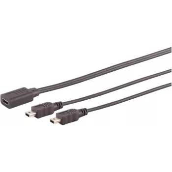 USB kabelis S/CONN 13-20022 USB 2.0 0,3 m USB C uz 2x Mini-USB B Melns